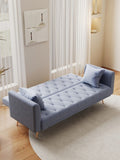 71-inch convertible love seat sofa, American vintage grey velvet material, suitable for small living W1658127032