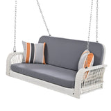 GO PE Wicker Porch Swing, 2-Seater Hanging Bench With Chains, Patio Furniture Swing For Backyard WF320681AAK