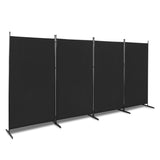 ZNTS 6FT 4-Fold 160g Polyester Fabric Plastic Foot Carbon Steel Frame Foldable Screen Black 26089175