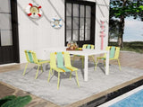 Summer - 4-Pack Modern Striped Color Block Chairs Indoor/Outdoor PP Plastic Seat & Sturdy Metal W3450P447384