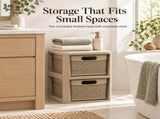 2-Drawer Storage Organizer with Wicker Patterns for Bedroom Bathroom Closet Living Room Nursery 14734553