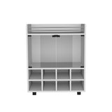St Andrews Bar Cart with Built-In 8-Bottle Rack, Double Glass Door Cabinet, and Aluminum-Edged Top B200P188874