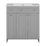 ZNTS 30-Inch Grey Bathroom Vanity with Ceramic Sink Combo, Abundant Storage Cabinet - 2 Soft-close Doors WF532032AAE