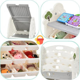 Kids Bookshelf Toy Storage with 17 Bins and 5 Bookshelves, Multi-functional Nursery PP300106AAE