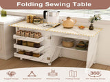 4-in-1 Folding Sewing Table with Lockable Wheels Multi-Functional Craft Station, End Table, 11027991