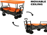 480Lbs Collapsible Wagon with Canopy,Wagon Stroller with 7" All-Terrain Wheels, Lightweight Foldable 01562892