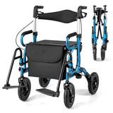 New 2-in-1 Foldable Rollator Walker with 9 Inch Pneumatic Tires 84587751
