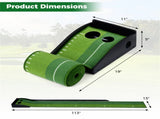 Indoor Golf Putting Mat with Ball Return Track 2 Hole Sizes Distance Markings 3 Balls Included 19429205
