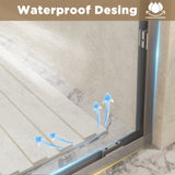 44-48" x 72" Tempered Glass with Explosion Proof Film, Aluminum Frame Double Sliding Shower Door, W1675P288830