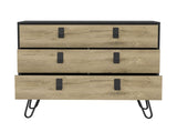 Dresser 29" H, 3-Drawer organiser, Modern Chest of Drawers with Hairpin Legs and Metal Accents, B097P167471
