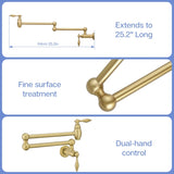 Pot Filler,Wall Mount Commercial Pot Filler Faucet,Brass Material Kitchen Folding Faucet,Coffee W1932P356541