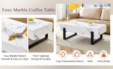 47.2"x23.6" Black and White Minimalist MDF Marble-Patterned Coffee Table.White marble pattern W1151P205767