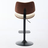 Walnut Bentwood Bar Stools Mid Century Modern Adjustable Counter Height Black Leather Upholstered W1143P173515