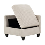 Modern Living Room Furniture Beige Corner Seat with Storage Corduroy Fabric Upholstery 1pc Modular B011P206263