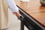 Extendable Dining Table Convertible 2 in 1 Shelf to Table with Metal Frame Industrial and Rustic W3128P281270