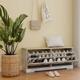 Shoe Storage Bench with 2 Flip Drawers and Adjustable Shelf for Entryway, Hallway, Bedroom-Antique W1120P290636