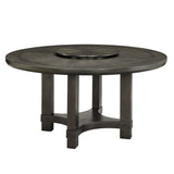 1pc Transitional Round Table with Lazy Susan Dark Brown Finish Single Pedestal Wooden Dining Room B011P207874