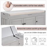 Storage Bench with 3 Shutter-shaped Doors, Shoe Bench with Removable Cushion and Hidden Storage 71735742