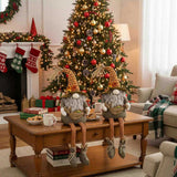 2PCS Set Christmas Gnome Decorations 10.2"x8.7"x24.5" Fabric Sitting Brown Gnomes with Maple Leaves 34798726