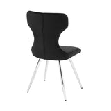 Ultra Modern Dining Furniture Set of 2 Side Chairs Black Velvet Upholstery Chrome Finish Metal Legs B011P285774
