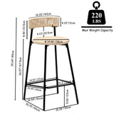 Counter Stools Set of 2 Handwoven Paper Rope Bar Stools Boho Round Dining Pub Chairs for Kitchen W1757P271584