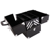 ZNTS SM-2083 Aluminum Alloy Makeup Train Case Jewelry Box Organizer Black 14313615