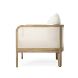 Outdoor Acacia Wood Patio Club Chair, Textilene Patio Furniture,Waterproof Thick Cushion Deep WF532233BGE