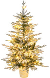 ZNTS 4 FT Snow Flocked Pre-lit Artificial Christmas Tree with Metal Pot Stand, Hinged Xmas Fir Tree with 98414493