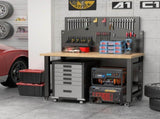 Mobile Work Bench with Pegboard, Heavy Duty Folding Work Table with Wheels, Space Saving Wood Top 81666752
