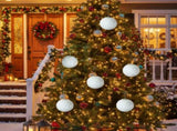 6PCS Set 4" Christmas Ball Ornaments Cream Ruffle Hangingations for Xmas Tree Holiday Home 05858806
