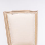 French Style Solid Wood Frame Linen Fabric Square Back Dining Chair,Set of 2,Cream W162290981