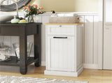 Tilt Out Laundry Hamper Cabinet Bamboo MDF 10Gal with Drawer Anti-Toppling Device WhiteNatural 72242550