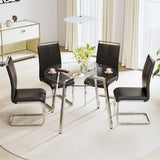 ZNTS Modern minimalist style circular transparent tempered glass table, tempered glass tabletop, silver W1151138074