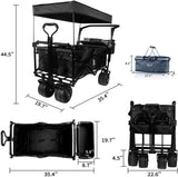 Collapsible Wagon 140L Wagons Carts Foldable with Removable Canopy, Folding Wagon Cart with Wheels T3060P293141