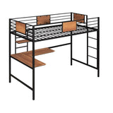 Twin Metal Loft Bed with Desk and Shelve,Black MF292037AAB