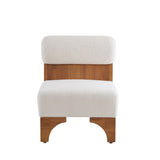 Modern Boucle Lounge Chair with Solid Wood Frame and Rolled Backrest, Soft and Durable Boucle N767P256409B