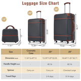 ZNTS Hardshell Luggage Sets 3 Pieces 20"+28" Luggages and Cosmetic Case Spinner Suitcase with TSA Lock PP312781AAB