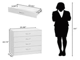 PB Wood Simple 4-Drawer Nightstand Dresser with USB Ports & Outlet, White 52546422