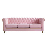 Chesterfield Velvet Sofa 84.65 inch for Living Room PINK Color W579104834
