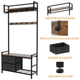 33.1" Wide Hall Tree with 2 Movable Drawers, Shoe Storage, Shelves and Garment Racks, 5-in-1 W2887P239379