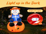 4 FT Inflatable Scarecrow Sitting on Pumpkin with LED Lights, Waterproof Polyester Fall Harvest 80338498