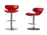 Masaccio Upholstery Airlift Adjustable Swivel Barstool with Chrome Base, Set of 2, Red T2574P164836