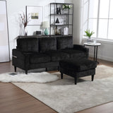 UNITED WE WIN Sofa for three, solid wood frame, Chenille fabric, side pocket, with two cup holders, W1568142742