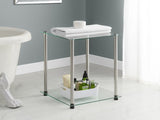 Classic Glass 2 Tier Square End Table, Glass/Chrome 68552560
