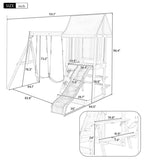 Wooden Outdoor Swing Set 3 in 1 Swing Set outdoor Children's Playset with Slide , 2 Swings and N719P255692C