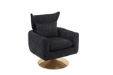 ZNTS Classic Mid-Century 360-degree Swivel Accent Chair, Black Linen W1361104584