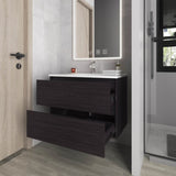 Smoot Floating Vanity with Two Drawers and Sink, Wengue B128P314804