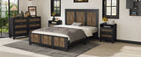 Farmhouse Wooden Platform Queen Size Bed, Modern Platform Bed with Wooden Strip Decoration, Plywood WF530906AAB