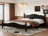 Queen Size Wood Platform Bed Frame,Retro Style Platform Bed with Wooden Slat Support,Black WF310132AAB