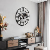 36 Inch Large Black Metal Wall Clock, Modern Silent World Map Wall Clock with Gold Pointers, W1445P249307